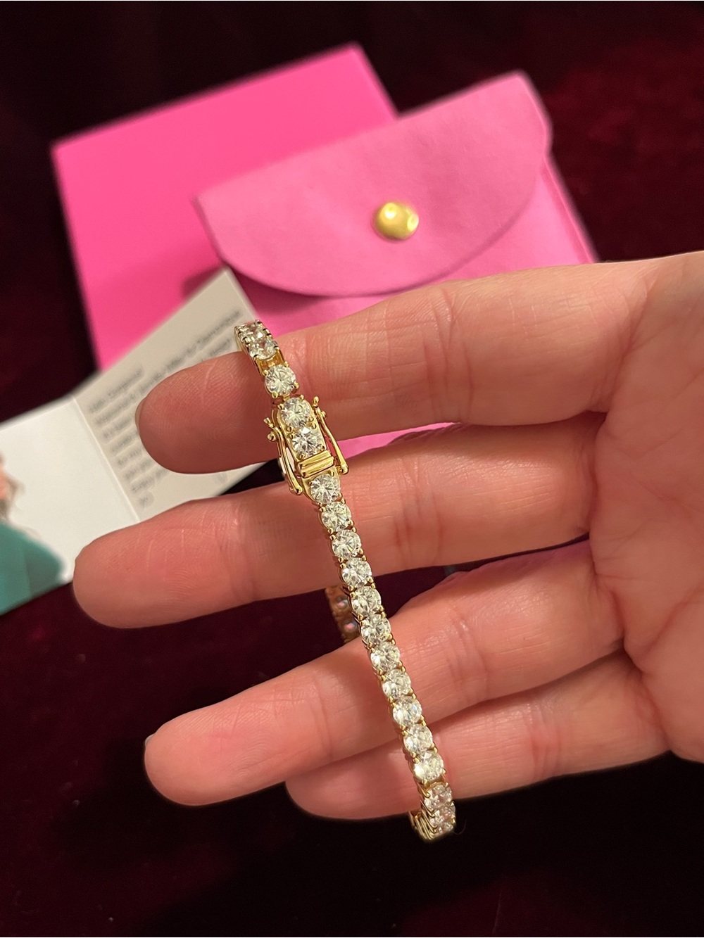Diamonique X Jennifer Miller Signature Heart Tennis Bracelet Silver 925 Avg Gold - Picture 5 of 13